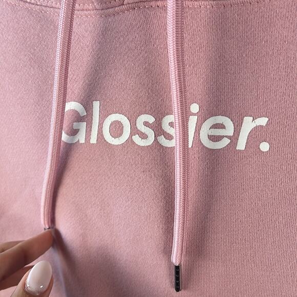 Glossier Original Pink Logo Hoodie Size Small Gently Used - Picture 4 of 7